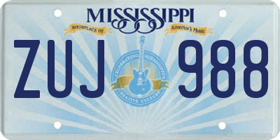 MS license plate ZUJ988