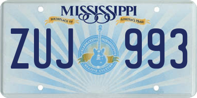 MS license plate ZUJ993