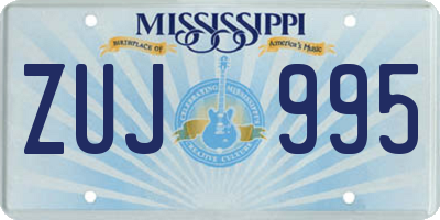 MS license plate ZUJ995