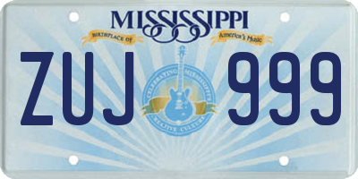 MS license plate ZUJ999