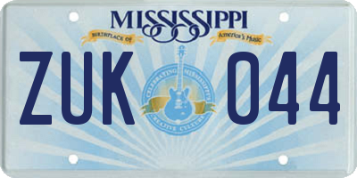 MS license plate ZUK044