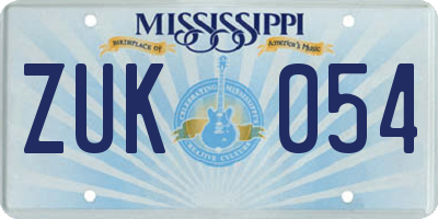 MS license plate ZUK054