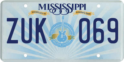 MS license plate ZUK069