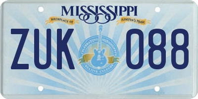 MS license plate ZUK088