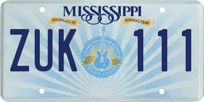 MS license plate ZUK111