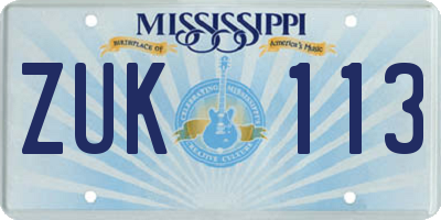 MS license plate ZUK113