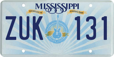 MS license plate ZUK131