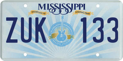 MS license plate ZUK133