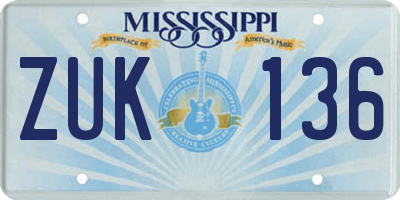 MS license plate ZUK136