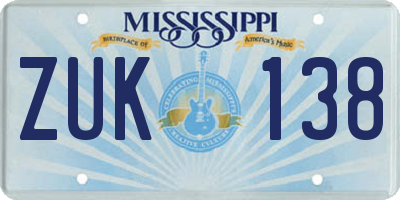 MS license plate ZUK138