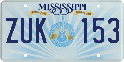 MS license plate ZUK153