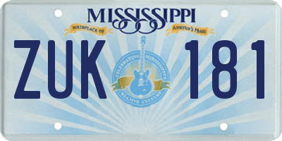 MS license plate ZUK181