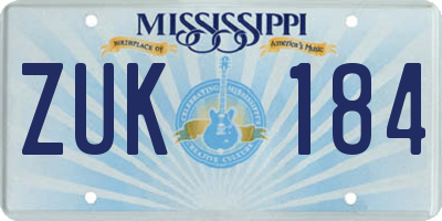 MS license plate ZUK184