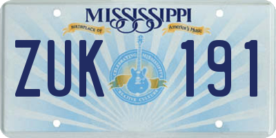 MS license plate ZUK191