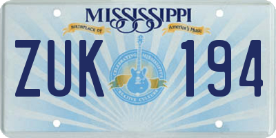 MS license plate ZUK194