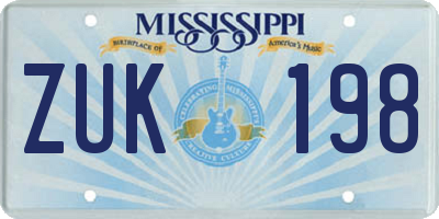MS license plate ZUK198