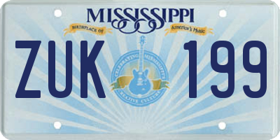 MS license plate ZUK199