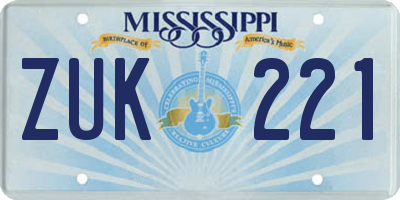 MS license plate ZUK221