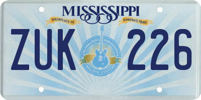 MS license plate ZUK226