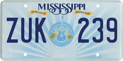 MS license plate ZUK239