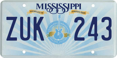MS license plate ZUK243