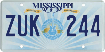 MS license plate ZUK244