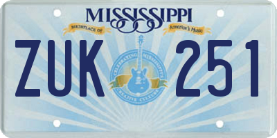 MS license plate ZUK251