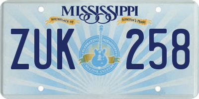 MS license plate ZUK258