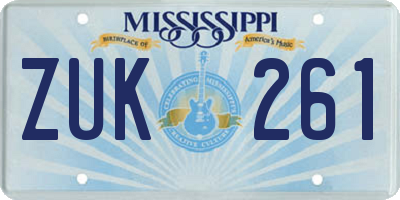 MS license plate ZUK261