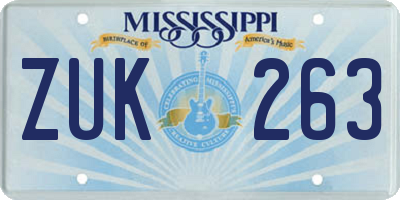 MS license plate ZUK263