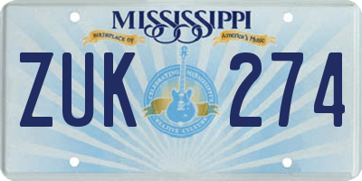 MS license plate ZUK274