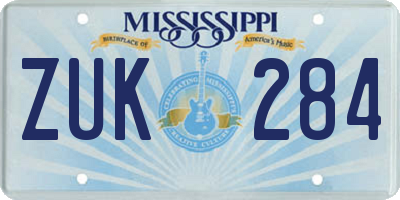 MS license plate ZUK284