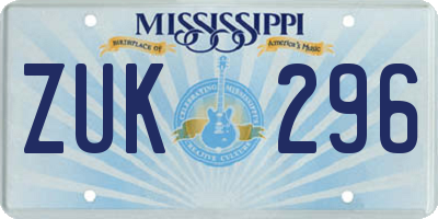 MS license plate ZUK296