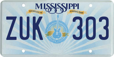 MS license plate ZUK303