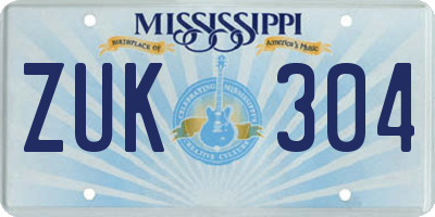 MS license plate ZUK304