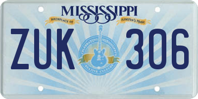 MS license plate ZUK306