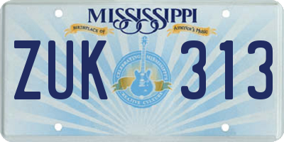 MS license plate ZUK313