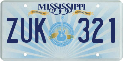 MS license plate ZUK321