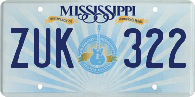 MS license plate ZUK322
