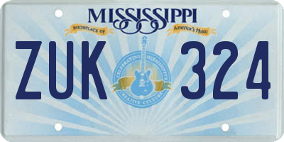 MS license plate ZUK324