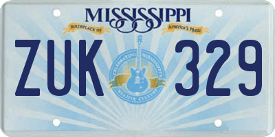MS license plate ZUK329