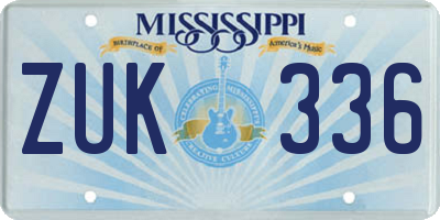 MS license plate ZUK336