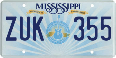 MS license plate ZUK355