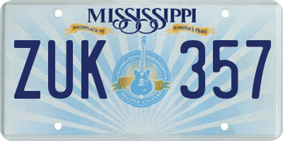MS license plate ZUK357