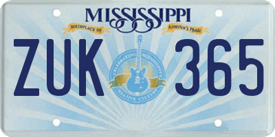 MS license plate ZUK365