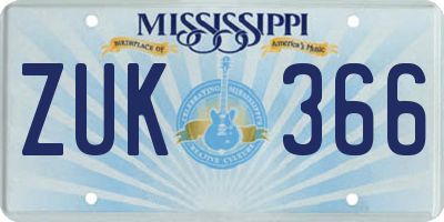 MS license plate ZUK366