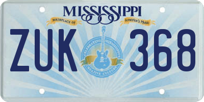 MS license plate ZUK368