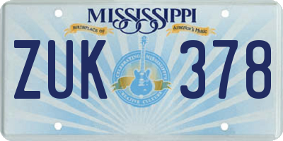 MS license plate ZUK378
