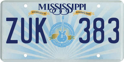 MS license plate ZUK383