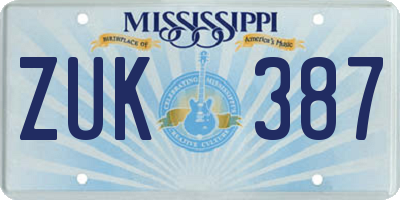 MS license plate ZUK387
